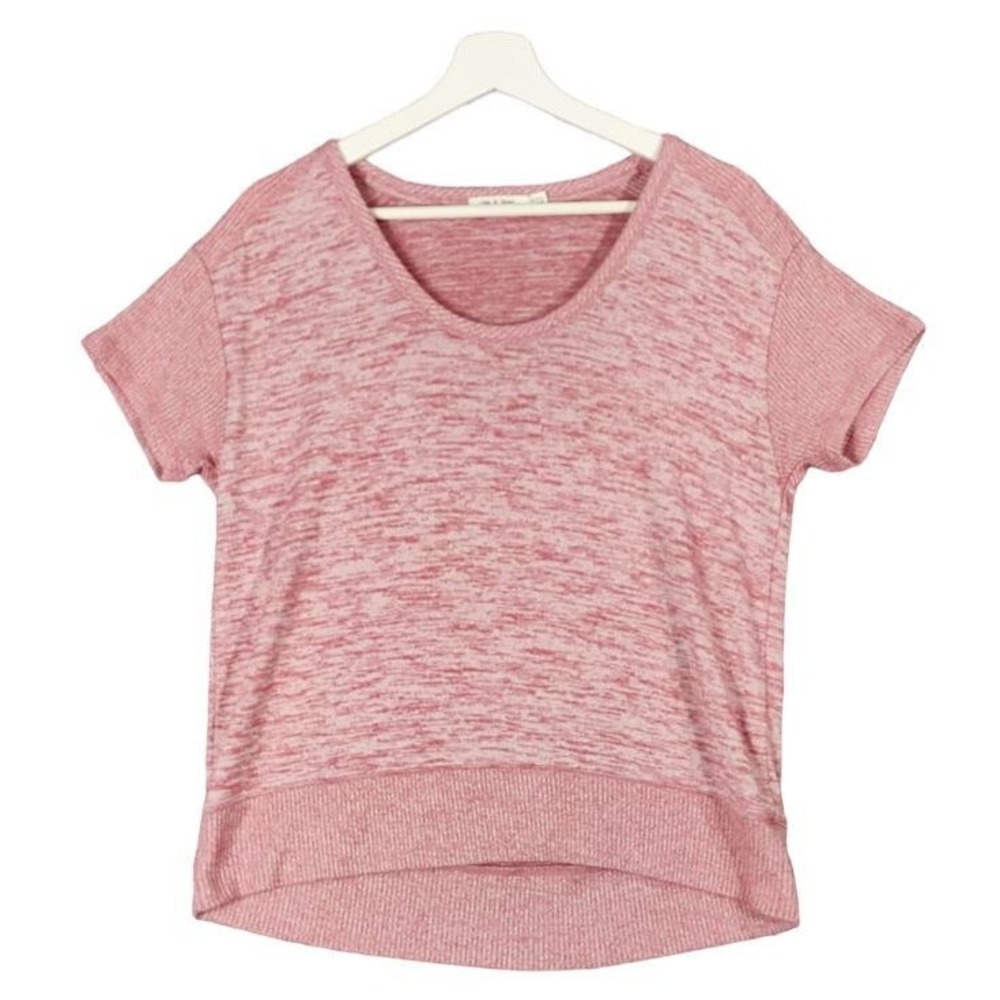 Rag & bone Womens Quiet Luxury Soft Girl Basic Knit Top S Pink Space Dye Ribbed